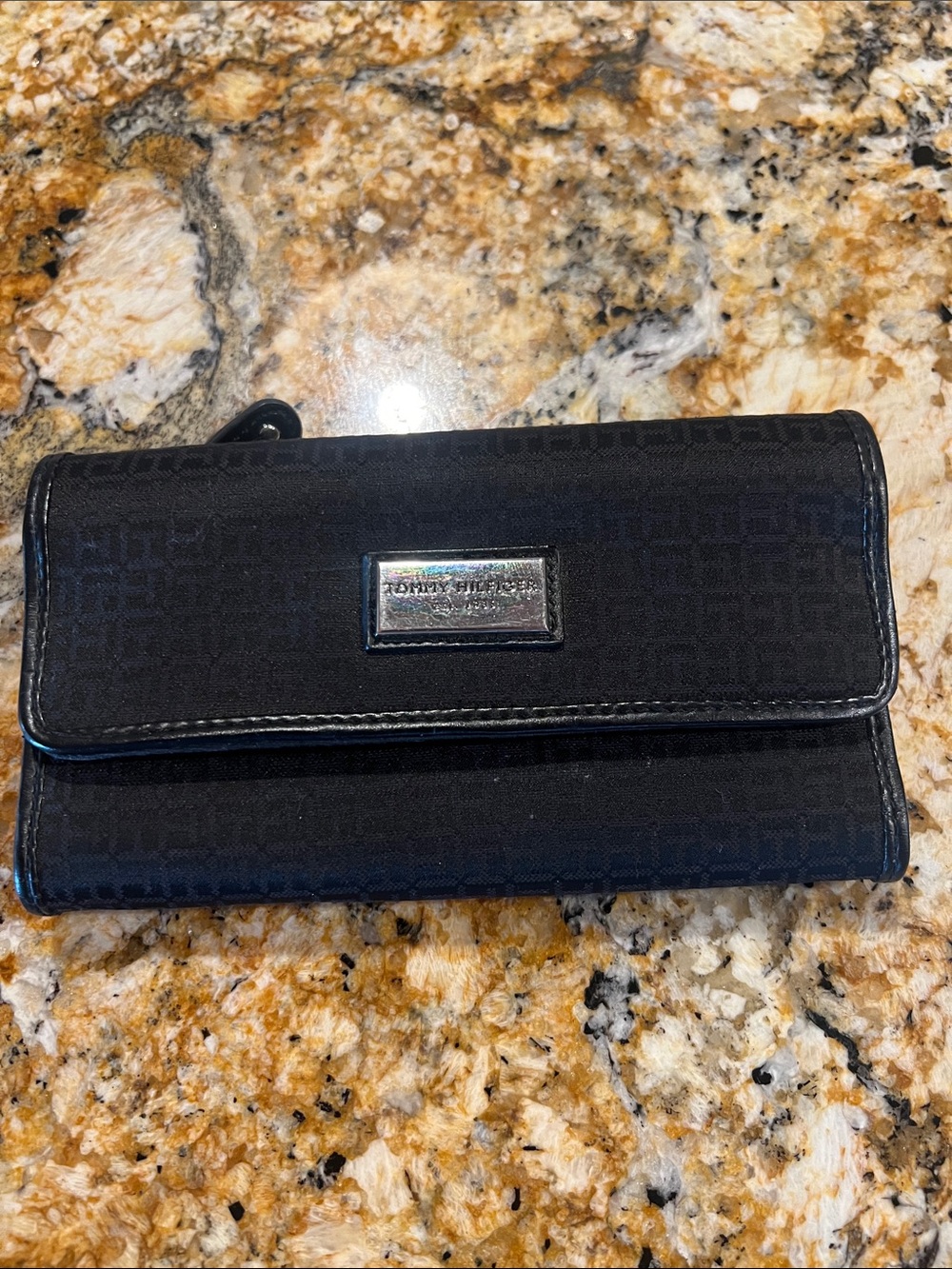 Tommy Hilfiger Black Logo Jacquard Wallet Clutch